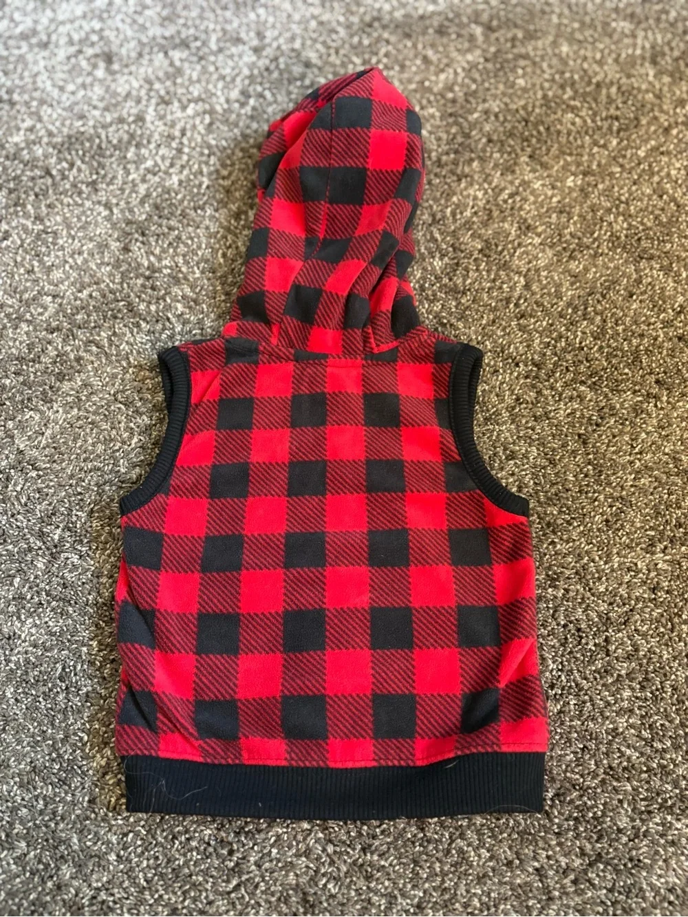 Carter's Red & Black Buffalo Plaid Hooded Fleece Vest